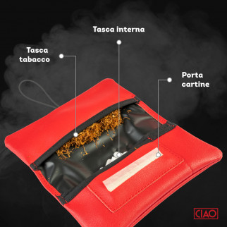 Ciao Portatabacco Buddha Astuccio in Ecopelle Morbida a Tinta Unita per Tabacco Filtri e Cartine