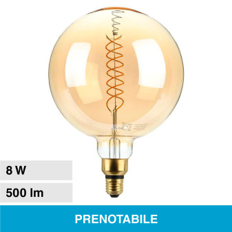 V-Tac VT-2158D Lampadina LED E27 8W Bulb G200 Globo Filament Dimmerabile...