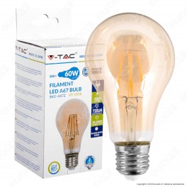 V-Tac VT-1958 Lampadina LED E27 8W Bulb A67 Filamento Ambrata - SKU
