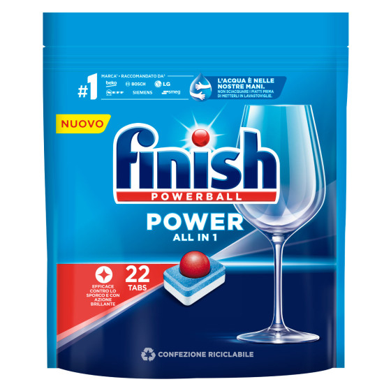 Finish Powerball Power Tab All In 1 Capsule per Lavastoviglie - Confezione da 22 Pastiglie Finish Powerball Power Tab All In 1 Capsule per Lavastoviglie - Confezione da 22 Pastiglie