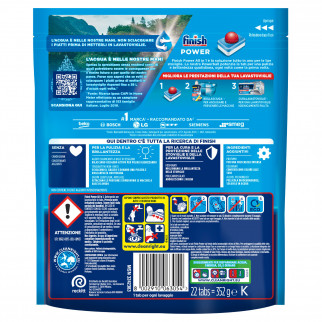 Finish Powerball Power Tab All In 1 Capsule per Lavastoviglie - Confezione da 22 Pastiglie