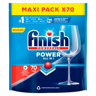 Finish Powerball Power Tab All In 1 Capsule per Lavastoviglie Maxi Pack - Confezione da 70 Pastiglie