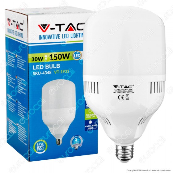V-Tac VT-1931 Lampadina LED E27 30W Bulb Big Corn - SKU 4348 / 4349 / V-Tac VT-1931 Lampadina LED E27 30W Bulb Big Corn - SKU 4348 / 4349 /
