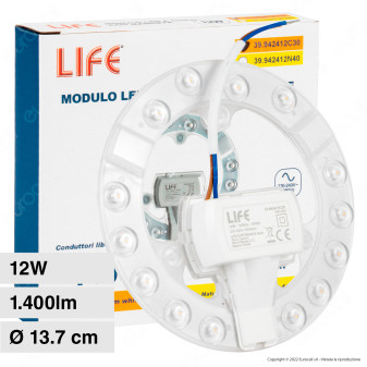 Life Modulo LED Circolina 12W SMD Ø137mm a Disco per Plafoniere