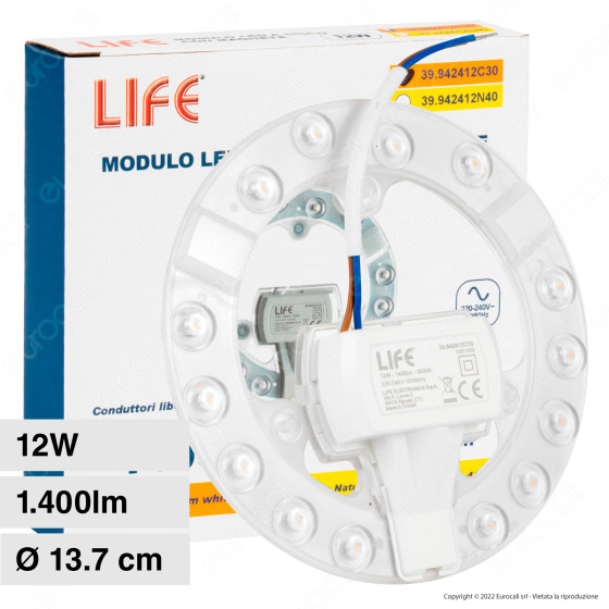 Life Modulo LED Circolina 12W SMD Ø137mm a Disco per Plafoniere Life Modulo LED Circolina 12W SMD Ø137mm a Disco per Plafoniere