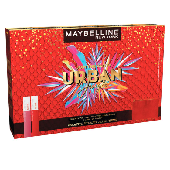 Maybelline New York Join The Party Urban Jungle Confezione Regalo con Super Stay Rosssetto 20 Maybelline New York Join The Party Urban Jungle Confezione Regalo con Super Stay Rosssetto 20