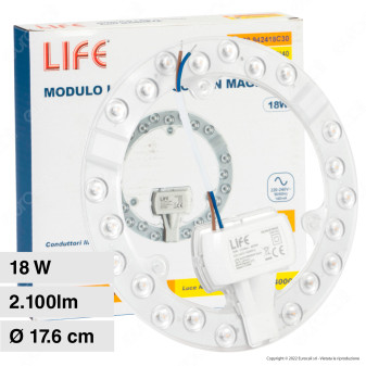 Life Modulo LED Circolina 18W SMD Ø176mm a Disco per Plafoniere