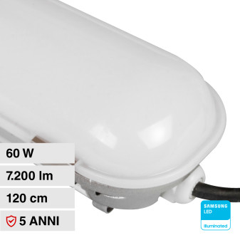 V-Tac Pro VT-160 Tubo LED Plafoniera 60W Lampadina Chip Samsung IP65 120cm - SKU 21678 / 21679