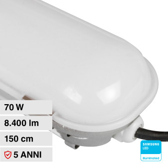 V-Tac Pro VT-170 Tubo LED Plafoniera 70W Lampadina Chip Samsung IP65 150cm - SKU 21676 / 21677