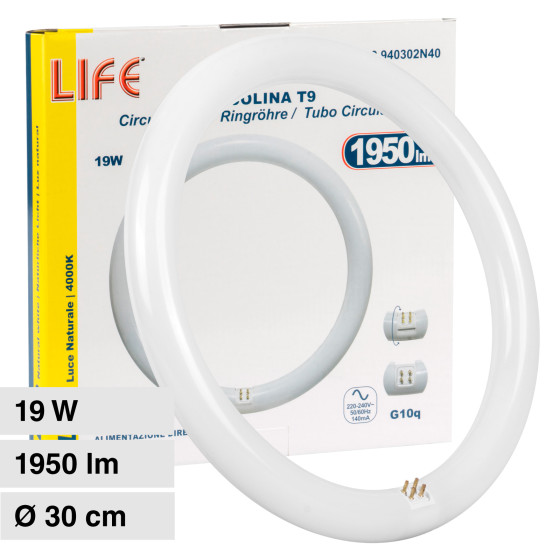 Life Circolina T9 LED G10q 19W SMD Lampadina Ø30cm - mod. Life Circolina T9 LED G10q 19W SMD Lampadina Ø30cm - mod.