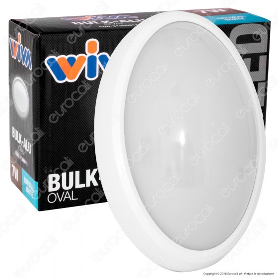 Wiva Plafoniera LED 7W mod. BULK Bianca Forma Ovale IP65 - mod. Wiva Plafoniera LED 7W mod. BULK Bianca Forma Ovale IP65 - mod.