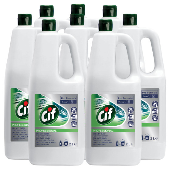 Cif Professional Gel con Candeggina Detergente in Crema per Superfici di Bagno e Cucina - 8 Flaconi Cif Professional Gel con Candeggina Detergente in Crema per Superfici di Bagno e Cucina - 8 Flaconi