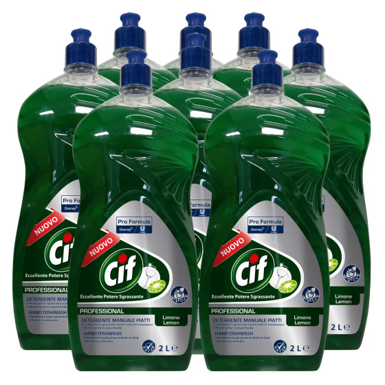 Cif Professional Detergente Manuale Piatti Detersivo Liquido Profumo Limone - 8 Flaconi da 2 Litri Cif Professional Detergente Manuale Piatti Detersivo Liquido Profumo Limone - 8 Flaconi da 2 Litri