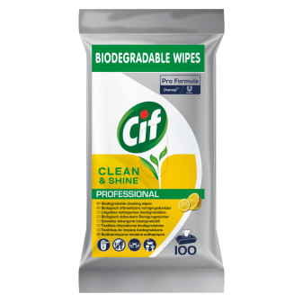 Cif Professional Clean & Shine Salviette Detergenti Igienizzanti Biodegradabili Profumo Limone -