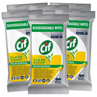 Cif Professional Clean & Shine Salviette Detergenti Igienizzanti Biodegradabili Profumo Limone - 6