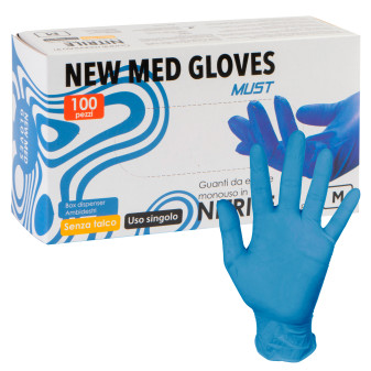 New Med Gloves Must Guanti Monouso Blu in Nitrile Senza Talco - Confezione da...