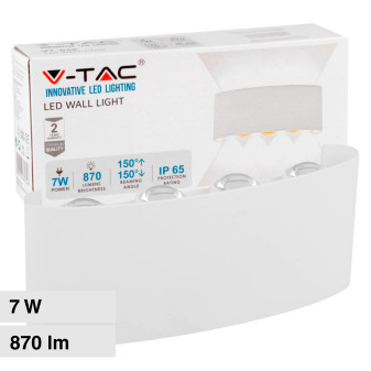 V-Tac VT-848 Lampada LED da Muro 7W Wall Light Bianca Applique con 8 LED SMD IP65 - SKU 218617 /