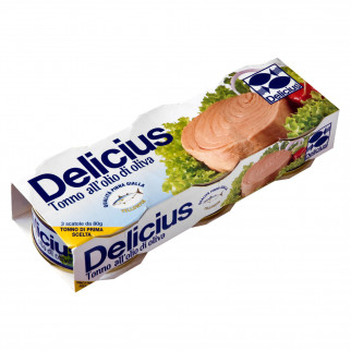 Delicius Tonno Pinna Gialla all'Olio di Oliva - Confezione con 3