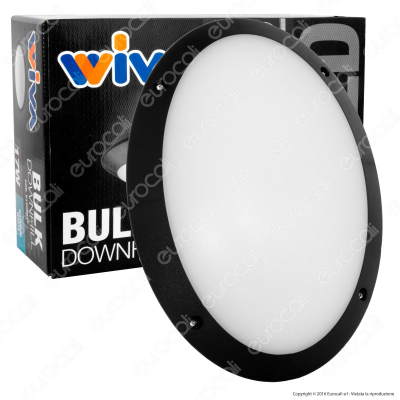 Wiva Plafoniera LED 17W mod. BULK-Downhill Nera Forma Ovale IP54 - Wiva Plafoniera LED 17W mod. BULK-Downhill Nera Forma Ovale IP54 -