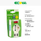 Immagine 2 - Ecova Multipresa Adattatore 1 Presa Schuko 10/16A 2P+T 2 Prese 10/16A 2P+T Porta USB A e Type-C con