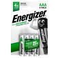 Energizer Accu Recharge Power Plus HR03 Mini Stilo AAA Micro 1.2V Pile Ricaricabili 700mAh - Blister da 4 Batterie