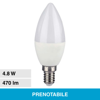 V-Tac VT-2214 Lampadina LED E14 4.8W Candle Bulb C37 Candela RGB+W Dimmerabile con Telecomando -