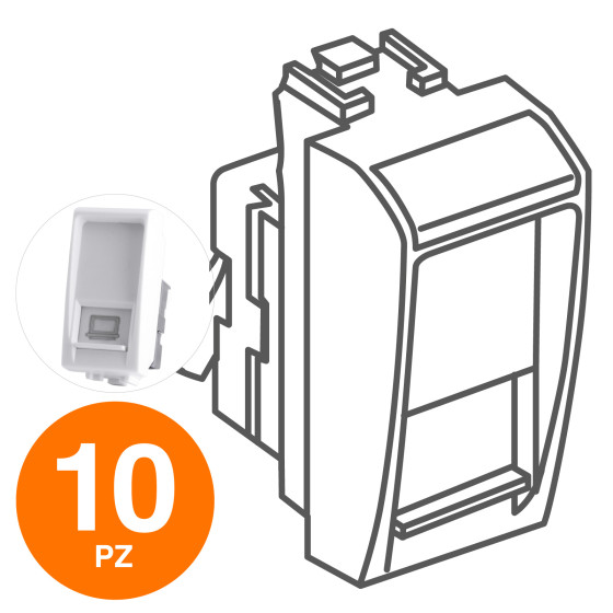 MAPAM Connettore Rete Rj45 8 Pin 5E Bianco - Confezione 10pz - mod. 823B - Compatibile con BTicino MAPAM Connettore Rete Rj45 8 Pin 5E Bianco - Confezione 10pz - mod. 823B - Compatibile con BTicino