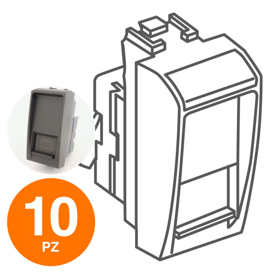 MAPAM Connettore Rete Rj45 8 Pin 5E Nero - Confezione 10pz - mod. 823N - Compatibile con BTicino MAPAM Connettore Rete Rj45 8 Pin 5E Nero - Confezione 10pz - mod. 823N - Compatibile con BTicino