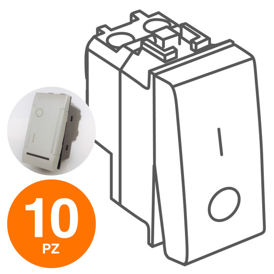 MAPAM Interruttore Bipolare 01 (16A-250V) ART Alluminio - Confezione 10pz - mod. 802A - Compatibile MAPAM Interruttore Bipolare 01 (16A-250V) ART Alluminio - Confezione 10pz - mod. 802A - Compatibile