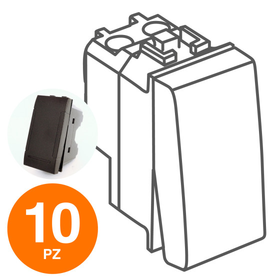 MAPAM Invertitore Unipolare (16A-250V) ART Nero - Confezione 10pz - mod. 804N - Compatibile con MAPAM Invertitore Unipolare (16A-250V) ART Nero - Confezione 10pz - mod. 804N - Compatibile con
