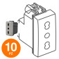 MAPAM Presa Bivalente (16A-250V) ART 2P Alluminio - Confezione 10pz - mod. 818A - Compatibile con BTicino LIVING