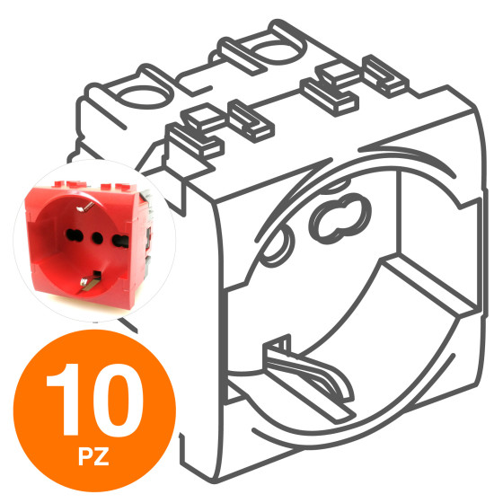 MAPAM Presa Schuko (16A-250V) ART Rosso per linea emergenza Rosso - Confezione 10pz - mod. 814R - MAPAM Presa Schuko (16A-250V) ART Rosso per linea emergenza Rosso - Confezione 10pz - mod. 814R -