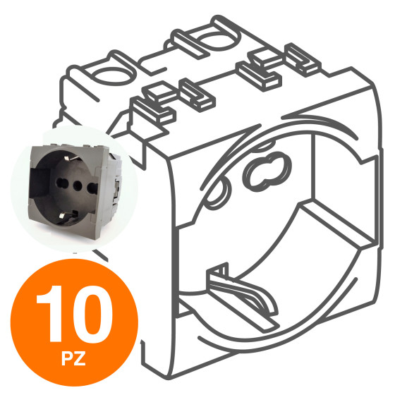 MAPAM Presa Schuko Unel (16A-250V) ART Nero - Confezione 10pz - mod. 814N - Compatibile con BTicino MAPAM Presa Schuko Unel (16A-250V) ART Nero - Confezione 10pz - mod. 814N - Compatibile con BTicino