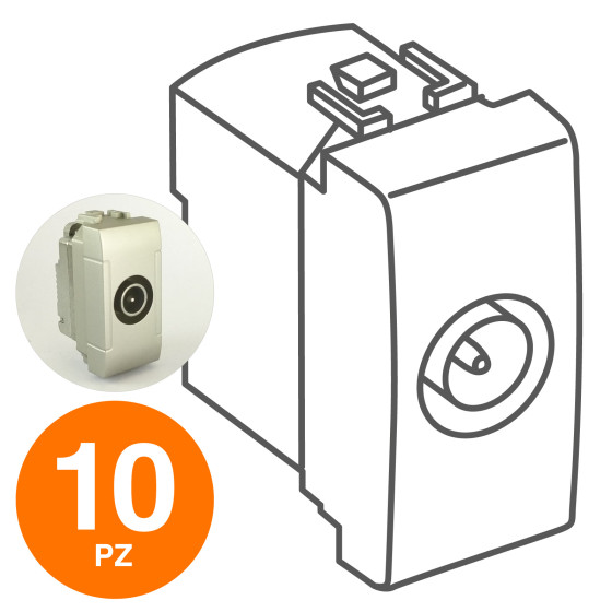 MAPAM Presa TV Passante ART Alluminio - Confezione 10pz - mod. 834A - Compatibile con BTicino LIVING MAPAM Presa TV Passante ART Alluminio - Confezione 10pz - mod. 834A - Compatibile con BTicino LIVING