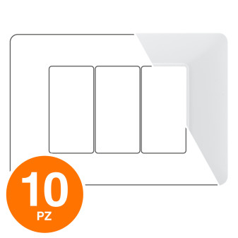 MAPAM Placca Tecnopolimero ART 3P Bianca - Confezione 10pz - mod. 8003-01 - Compatibile con BTicino