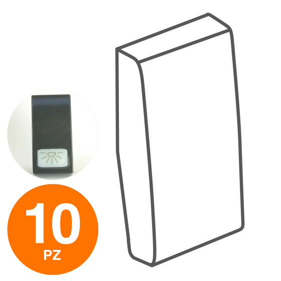 MAPAM Cover Pulsante Luce GEM Nero - Confezione 10pz - mod. 671N - Compatibile con Vimar PLANA MAPAM Cover Pulsante Luce GEM Nero - Confezione 10pz - mod. 671N - Compatibile con Vimar PLANA