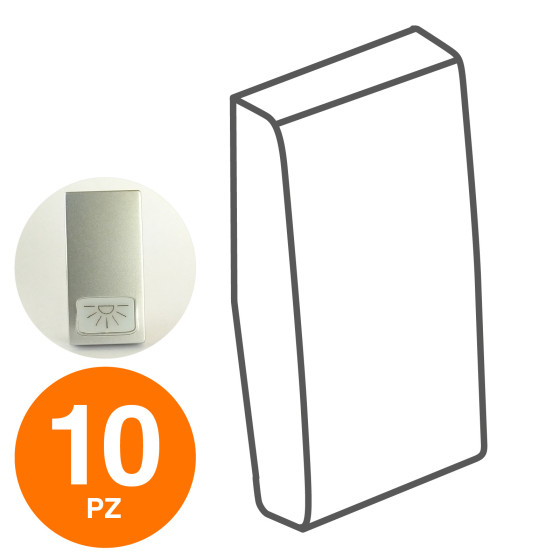 MAPAM Cover Pulsante Luce GEM Alluminio - Confezione 10pz - mod. 671A - Compatibile con Vimar PLANA