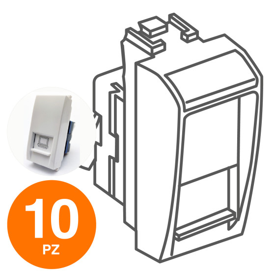 MAPAM Connettore Di Rete Rj45 GEM Bianco - Confezione 10pz - mod. 627B - Compatibile con Vimar PLANA MAPAM Connettore Di Rete Rj45 GEM Bianco - Confezione 10pz - mod. 627B - Compatibile con Vimar PLANA