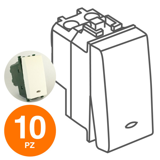 MAPAM Deviatore Spia GEM Bianco - Confezione 10pz - mod. 663B - Compatibile con Vimar PLANA MAPAM Deviatore Spia GEM Bianco - Confezione 10pz - mod. 663B - Compatibile con Vimar PLANA