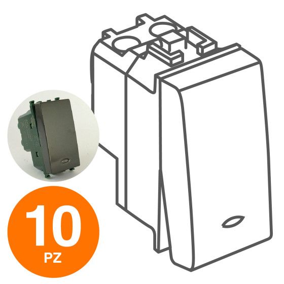 MAPAM Deviatore Spia GEM Nero - Confezione 10pz - mod. 663N - Compatibile con Vimar PLANA MAPAM Deviatore Spia GEM Nero - Confezione 10pz - mod. 663N - Compatibile con Vimar PLANA