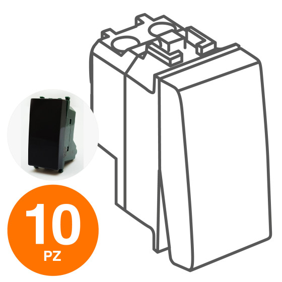 MAPAM Deviatore Unipolare (16A-250V) GEM Nero - Confezione 10pz - mod. 603N - Compatibile con Vimar MAPAM Deviatore Unipolare (16A-250V) GEM Nero - Confezione 10pz - mod. 603N - Compatibile con Vimar