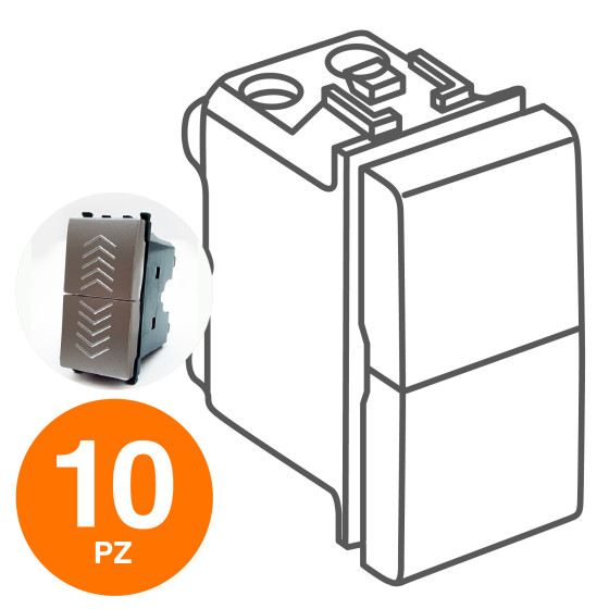 MAPAM Doppio Pulsante GEM Alluminio - Confezione 10pz - mod. 622A - Compatibile con Vimar PLANA MAPAM Doppio Pulsante GEM Alluminio - Confezione 10pz - mod. 622A - Compatibile con Vimar PLANA