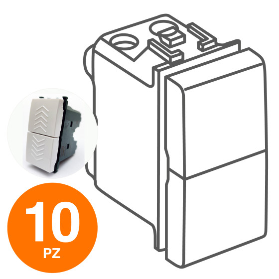 MAPAM Doppio Pulsante GEM Bianco - Confezione 10pz - mod. 622B - Compatibile con Vimar PLANA MAPAM Doppio Pulsante GEM Bianco - Confezione 10pz - mod. 622B - Compatibile con Vimar PLANA