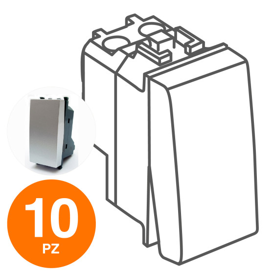 MAPAM Interruttore (16A-250V) GEM Alluminio - Confezione 10pz - mod. 601A - Compatibile con Vimar MAPAM Interruttore (16A-250V) GEM Alluminio - Confezione 10pz - mod. 601A - Compatibile con Vimar