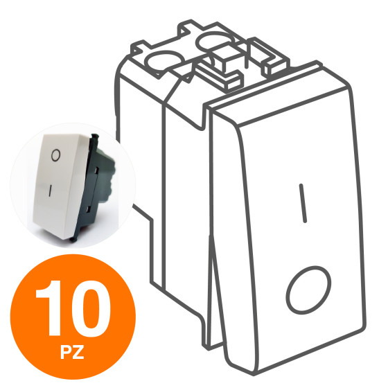 MAPAM Interruttore Bipolare 01 (16A-250V) GEM Bianco - Confezione 10pz - mod. 602B - Compatibile MAPAM Interruttore Bipolare 01 (16A-250V) GEM Bianco - Confezione 10pz - mod. 602B - Compatibile