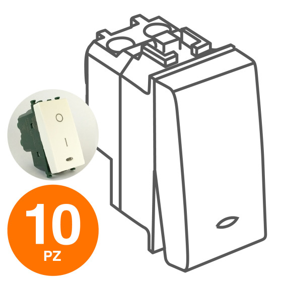 MAPAM Interruttore Bipolare Spia (16A-250V) GEM Bianco - Confezione 10pz - mod. 662B - Compatibile MAPAM Interruttore Bipolare Spia (16A-250V) GEM Bianco - Confezione 10pz - mod. 662B - Compatibile