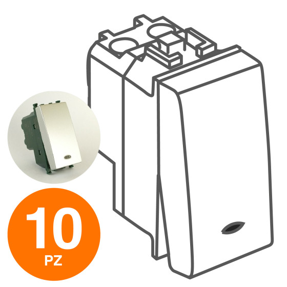 MAPAM Interruttore Spia (16A-250V) GEM Alluminio - Confezione 10pz - mod. 661A - Compatibile con MAPAM Interruttore Spia (16A-250V) GEM Alluminio - Confezione 10pz - mod. 661A - Compatibile con