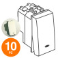 MAPAM Interruttore Spia (16A-250V) GEM Bianco - Confezione 10pz - mod. 661B - Compatibile con Vimar PLANA