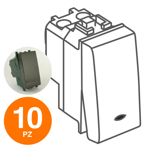 MAPAM Interruttore Spia (16A-250V) GEM Nero - Confezione 10pz - mod. 661N - Compatibile con Vimar MAPAM Interruttore Spia (16A-250V) GEM Nero - Confezione 10pz - mod. 661N - Compatibile con Vimar