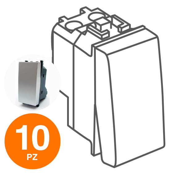 MAPAM Invertitore (16A-250V) GEM Alluminio - Confezione 10pz - mod. 604A - Compatibile con Vimar MAPAM Invertitore (16A-250V) GEM Alluminio - Confezione 10pz - mod. 604A - Compatibile con Vimar